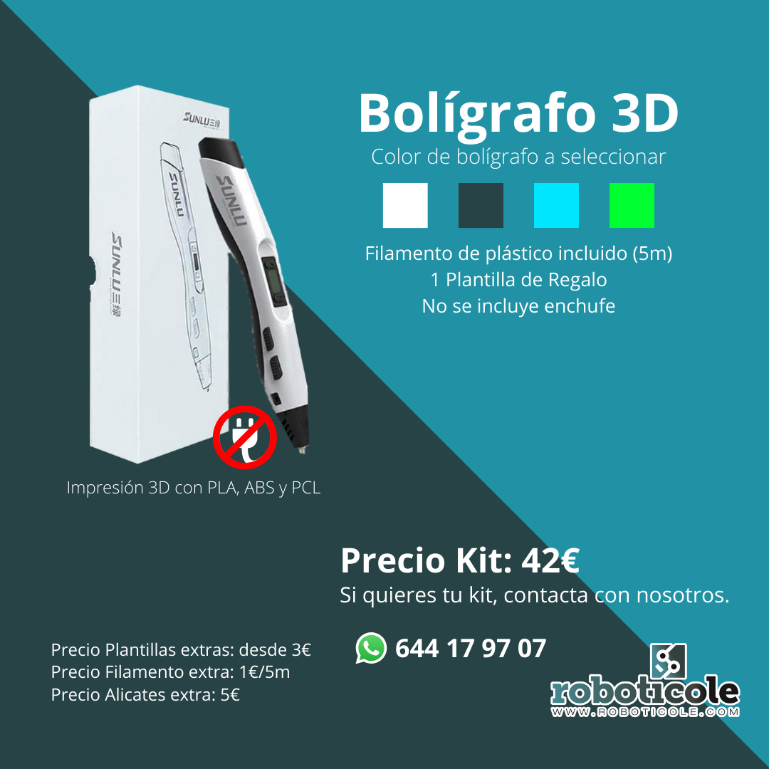 Bol&iacute;grafo 3D: bol&iacute;grafo, filamento y accesorios incluidos