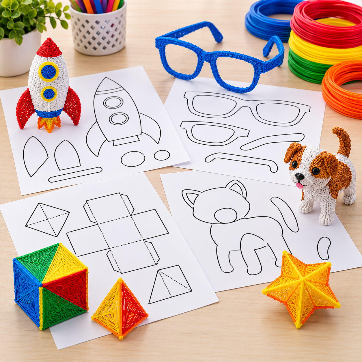 Plantillas para crear figuras con bol&iacute;grafo 3D